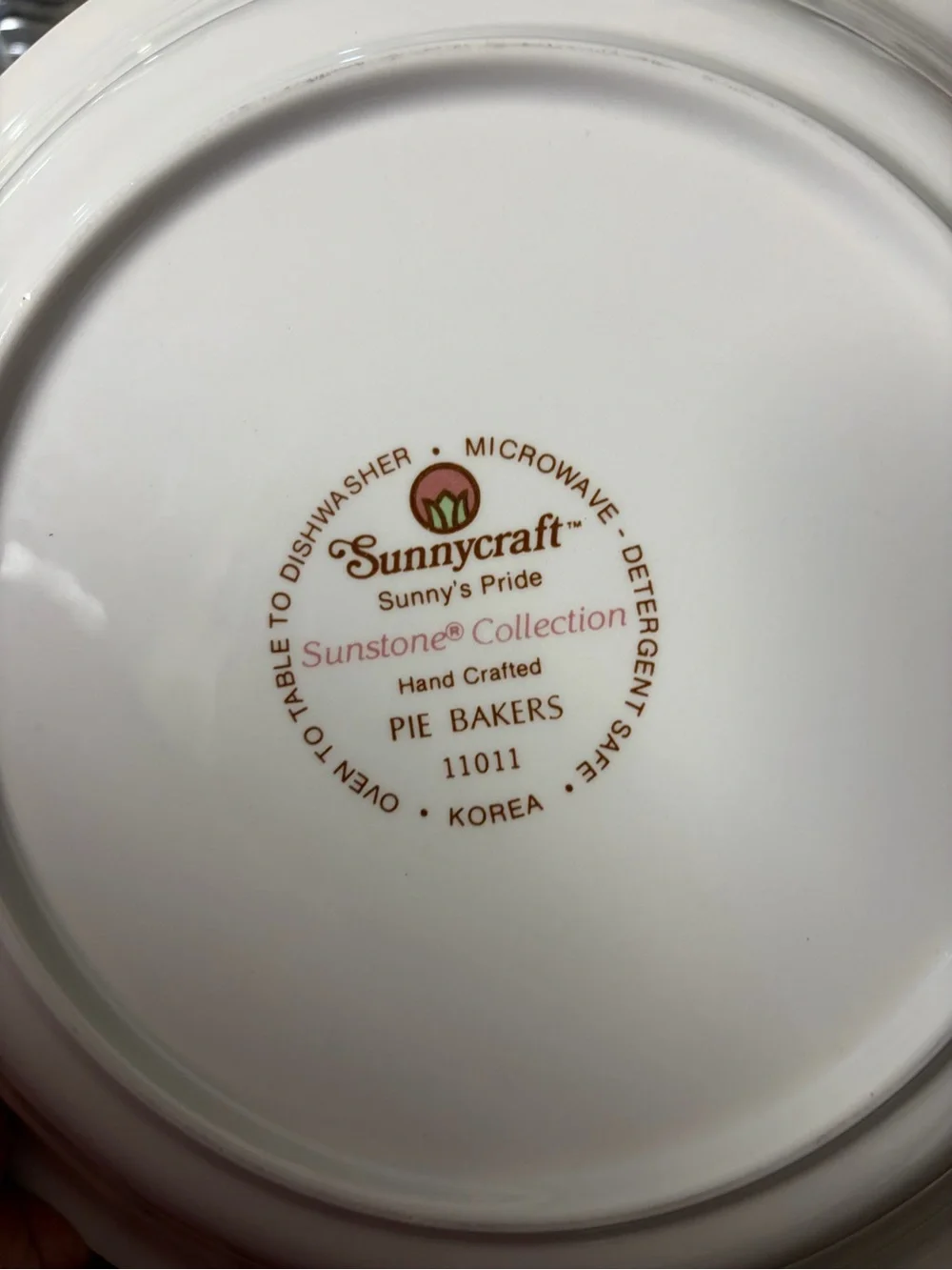 Vintage sunnycraft pie plate.